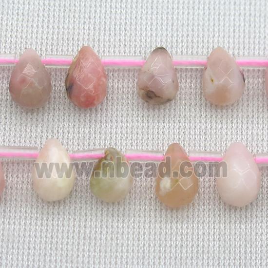 Pink Opal Jasper Beads, faceted teardrop, topdrilled