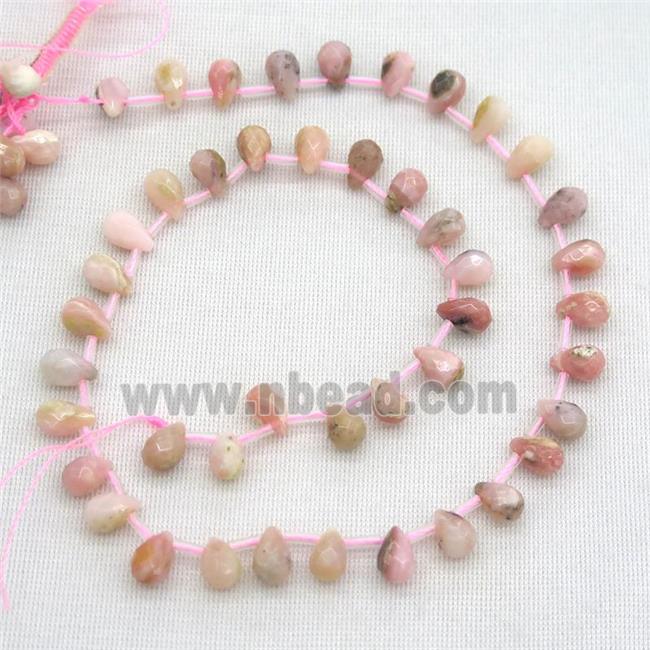 Pink Opal Jasper Beads, faceted teardrop, topdrilled
