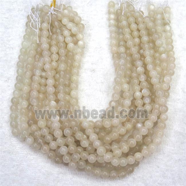 white MoonStone Beads, round, B-grade