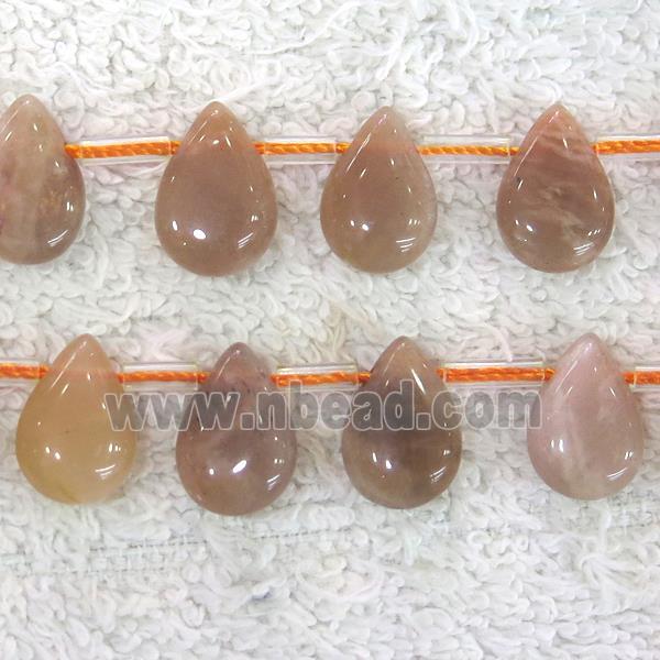 peach MoonStone teardrop beads, top-drilled
