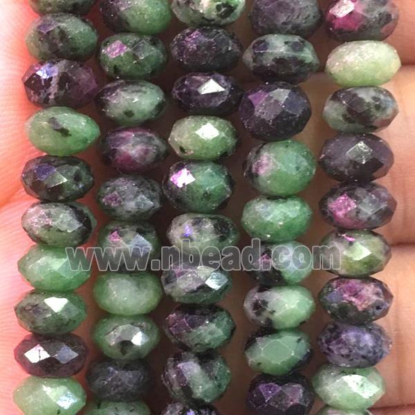 Ruby Zoisite Beads, faceted rondelle