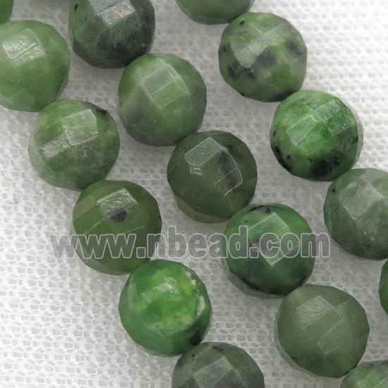 Chinese Hetian Nephrite Jade Beads Faceted Round Green