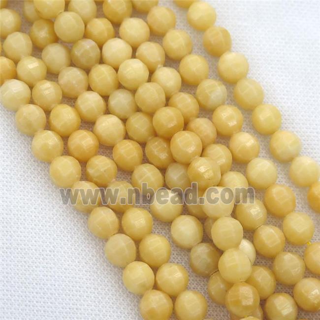 Yellow Jade Beads, faceted round