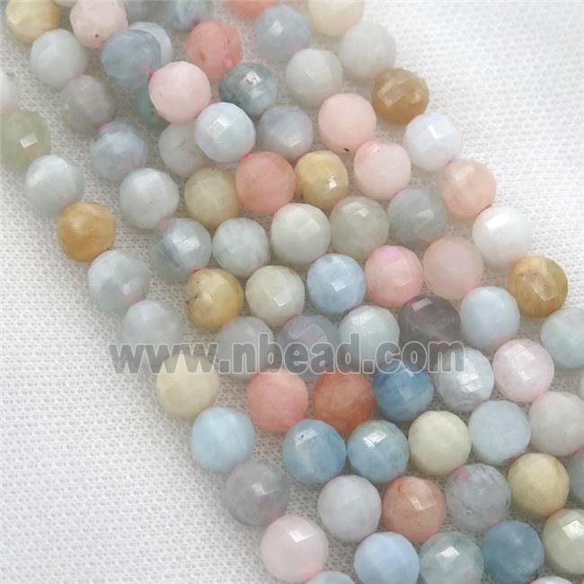 Morganite Beads, multi-color, faceted round