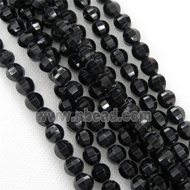black Tourmaline Beads, faceted round