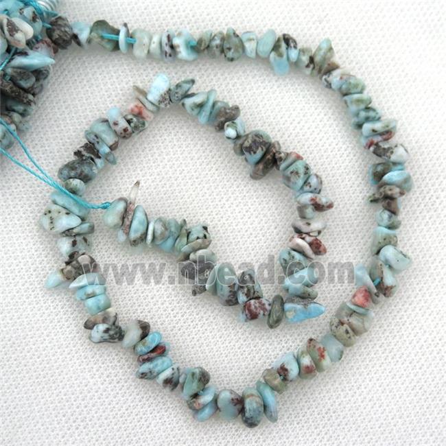 blue Larimar chip beads, B-grade