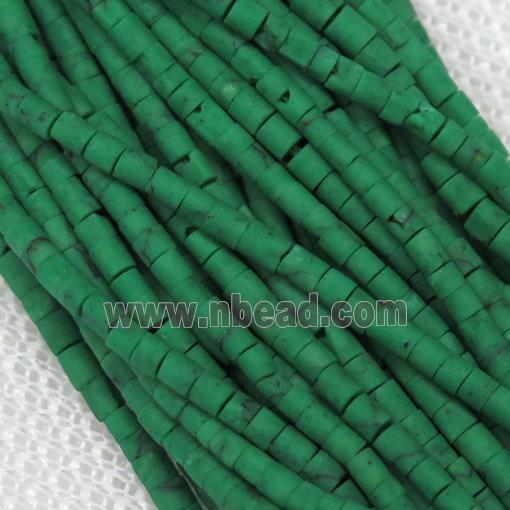 tiny synthetic turquoise tube beads, green