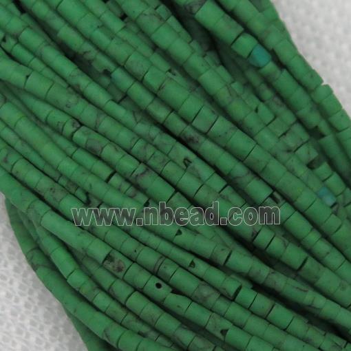 tiny synthetic turquoise tube beads, green