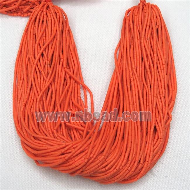 tiny synthetic turquoise tube beads, orange