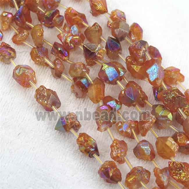 orange Crystal Quartz chip beads