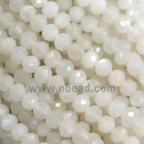 tiny faceted rondelle white MoonStone beads, A-grade