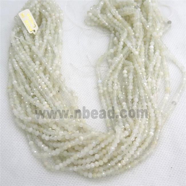 tiny faceted rondelle white MoonStone beads, B-grade