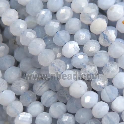 tiny Blue Lace Agate beads, faceted rondelle