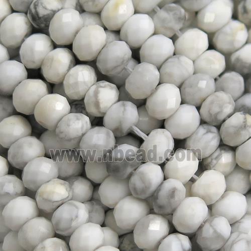 tiny white Howlite Turquoise beads, faceted rondelle