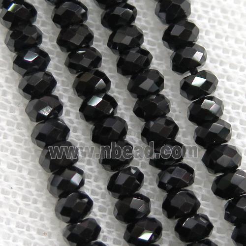 black Tourmaline beads, faceted rondelle