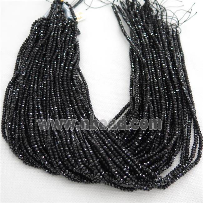 black Tourmaline beads, faceted rondelle