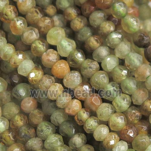 green Garnet Beads, faceted rondelle