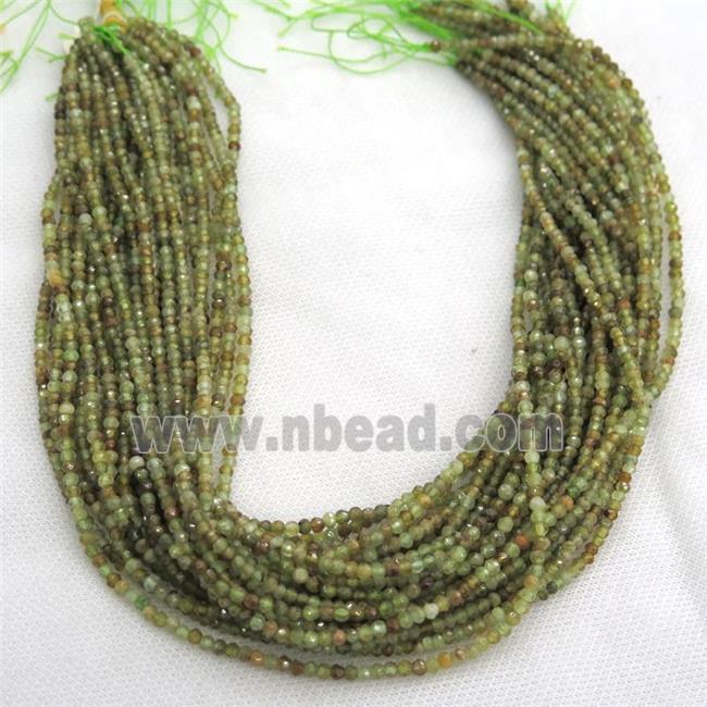 green Garnet Beads, faceted rondelle