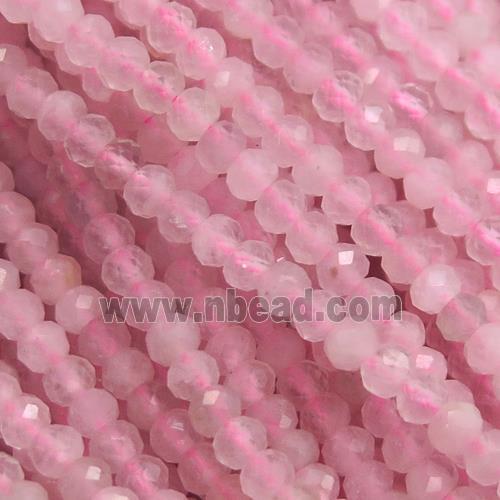 Rose Quartz beads, faceted rondelle