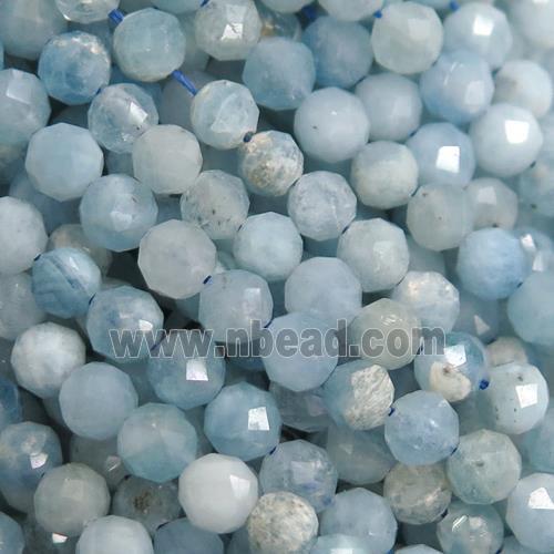 tiny blue Aquamarine Beads, faceted round, B-grade