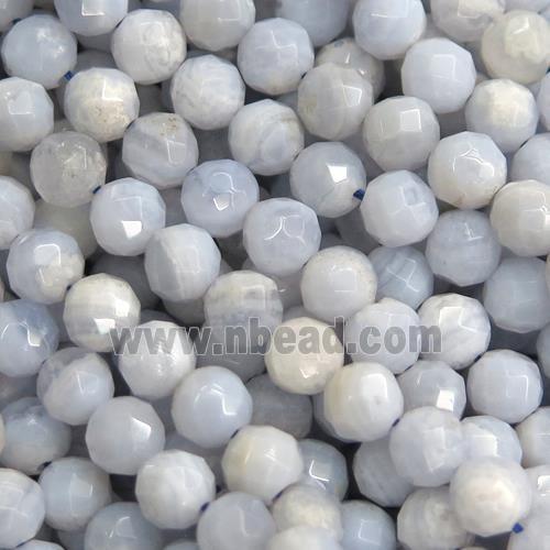 tiny Blue Lace Agate Beads, faceted round