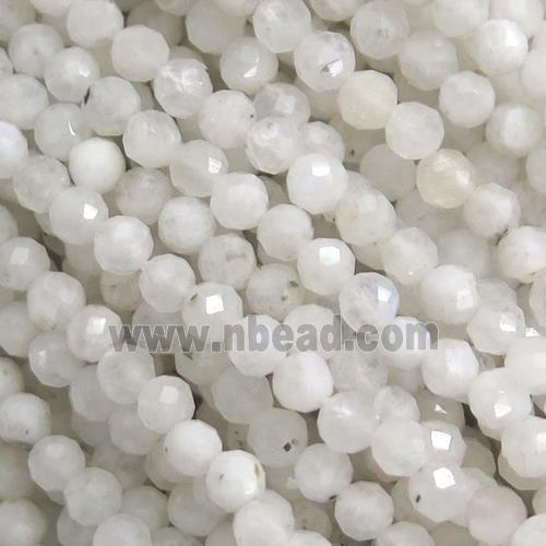 tiny white MoonStone Beads, faceted round