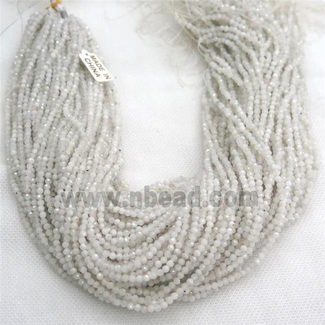 tiny white MoonStone Beads, faceted round