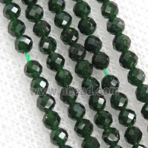 tiny green SandStone seed Beads, faceted round