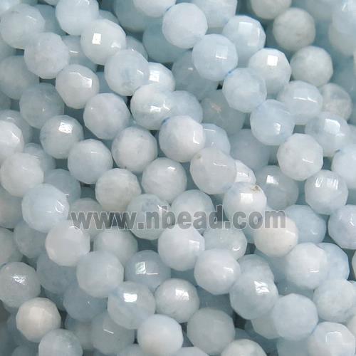blue Aquamarine Beads, faceted round