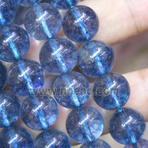 synthetical blue Quartz Beads, round