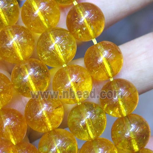 synthetical golden Quartz Beads, round