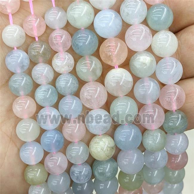 round Morganite Beads, A-grade, mixed color