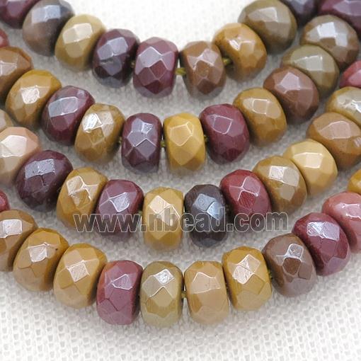 Mookaite beads, faceted rondelle, light electroplated