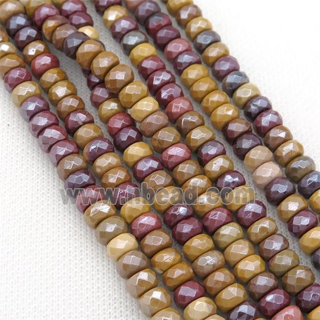 Mookaite beads, faceted rondelle, light electroplated
