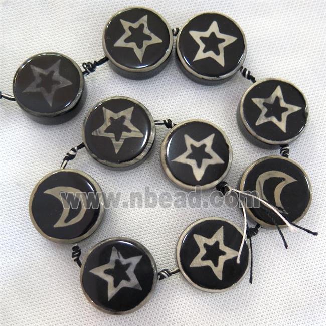 black Tibetan Agate circle Beads