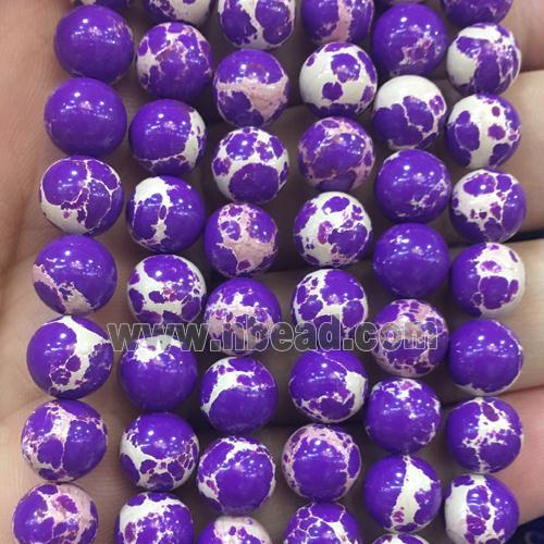 round purple synthetic Imperial Jasper beads