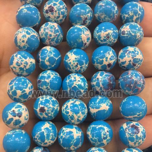 round synthetic blue Imperial Jasper beads