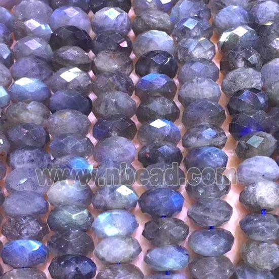 natural Labradorite beads, faceted rondelle, AA-grade