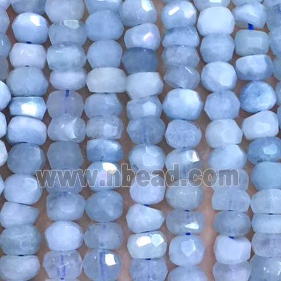 Aquamarine beads, faceted rondelle, AA-grade