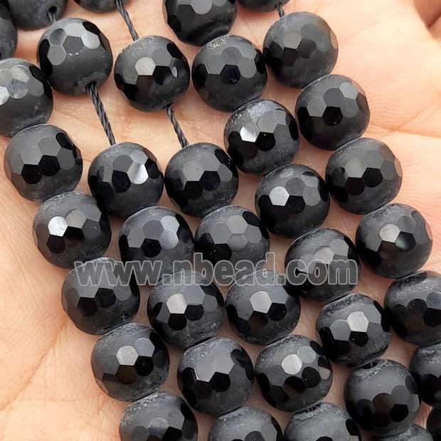 black Onyx agate beads, faceted round