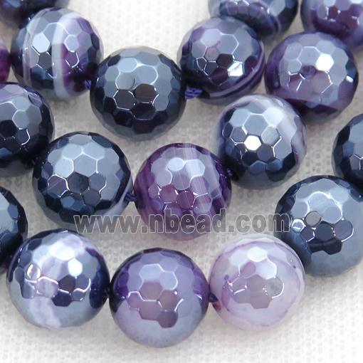 purple striped Agate beads with electroplated, faceted round