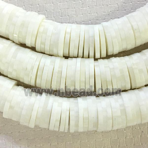 Fimo Polymer Clay Heishi Beads, white