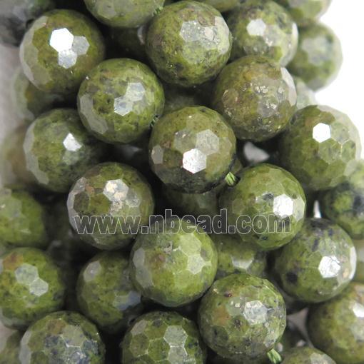 Green Epidote Beads Faceted Round