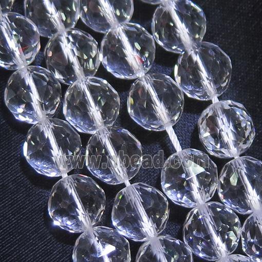 Clear Quartz Beads, faceted round, AA-grade