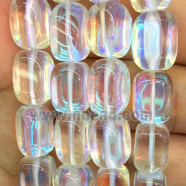 synthetic Mystic Aura Quartz Crystal Beads, clear, cuboid
