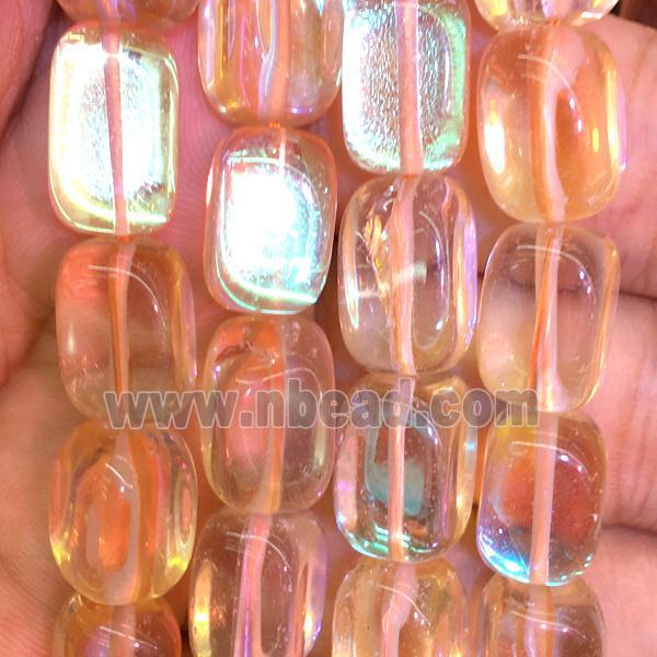 synthetic Mystic Aura Quartz Crystal Beads, peach, cuboid