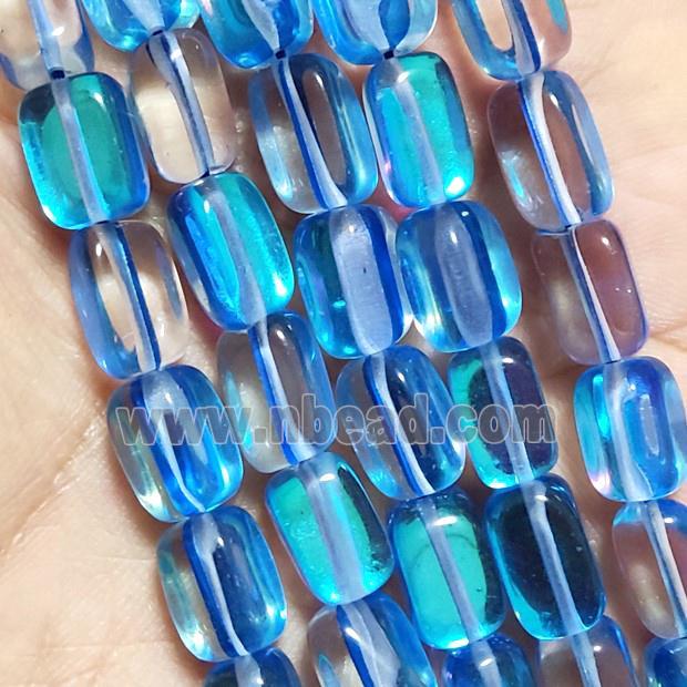 synthetic Mystic Aura Quartz Crystal Beads, aqua, cuboid