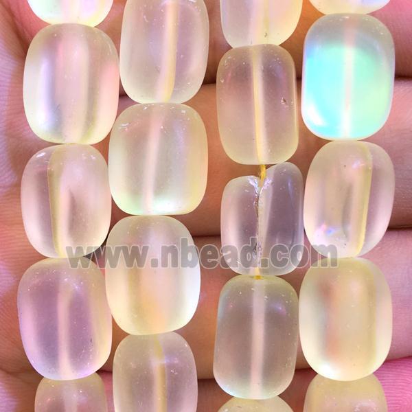 synthetic Mystic Aura Quartz Crystal cuboid Beads, yellow, matte