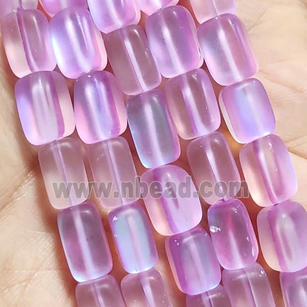 synthetic Mystic Aura Quartz Crystal cuboid Beads, pink, matte