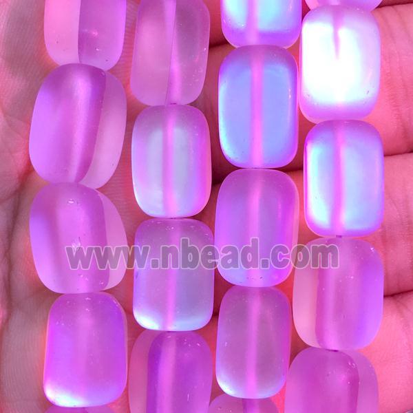 synthetic Mystic Aura Quartz Crystal cuboid Beads, hotpink, matte